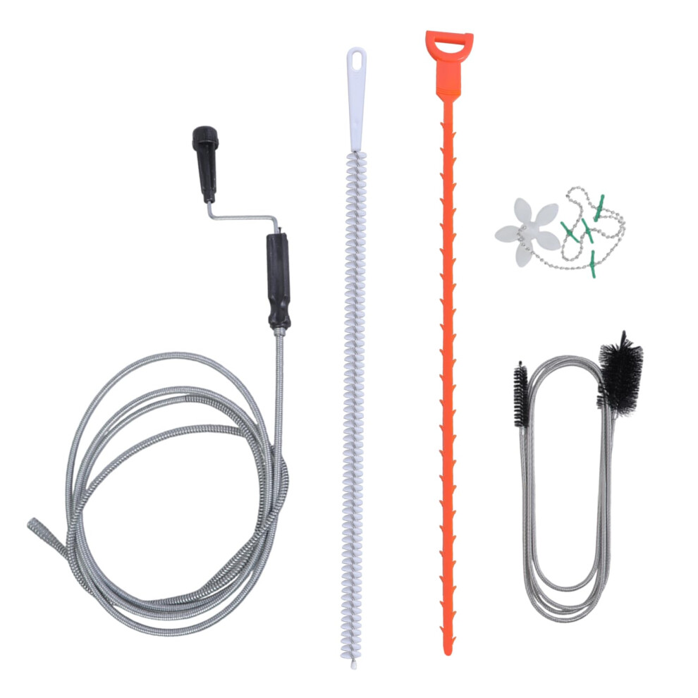 Flexible Pipe Cleaners 5-Piece Set 118-Inch Spirals 19.7-Inch Snake 61-Brush Drain Cleaning Kit For Clogs 6447073603730