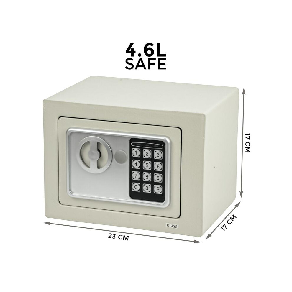 (White-4.6L Electronic Safe) 4.6 / 8.5 / 16L Electronic Solid Steel Heavy Duty Fireproof Home Office Safes 5033790601244