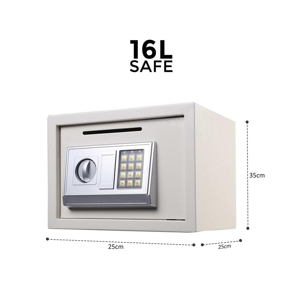 (White-16L Electronic Safe) 4.6 / 8.5 / 16L Electronic Solid Steel Heavy Duty Fireproof Home Office Safes 5033790601237