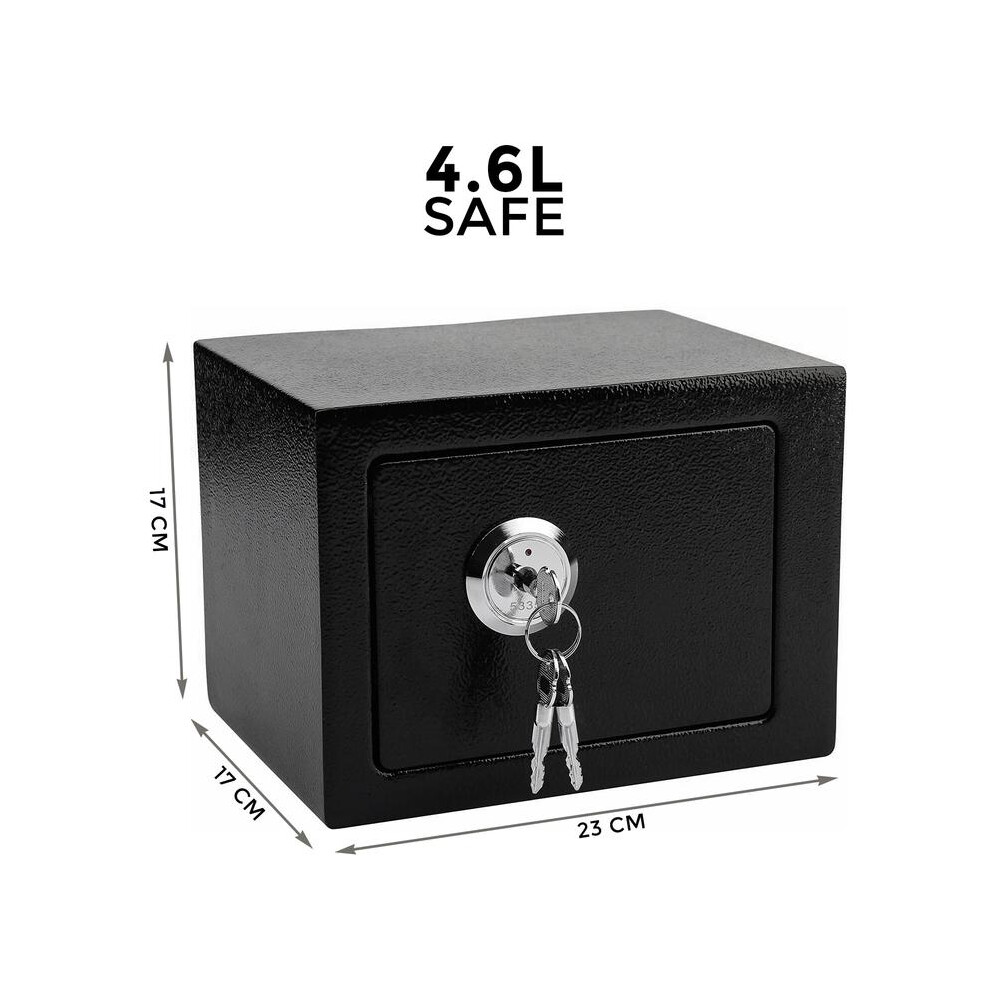 (Black-4.6L-3 Key Safe Box) 4.6 / 8.5 / 16L Electronic Solid Steel Heavy Duty Fireproof Home Office Safes 5033790601213