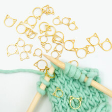 30pcs Cat Head Stitch Marker Rings for DIY Crafts with Wooden Box