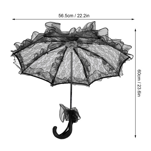 Schwarzer Spitzen-Parasol - 60 x 56,5 cm, 1 Stück 1