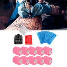 Tattoo-Set Pink: 10 Stück Klebeband, 1,8 m x 5 cm, 200 Stück