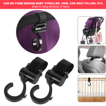 Rotatable Multi-Functional Baby Stroller Hooks 2pcs Plastic Black