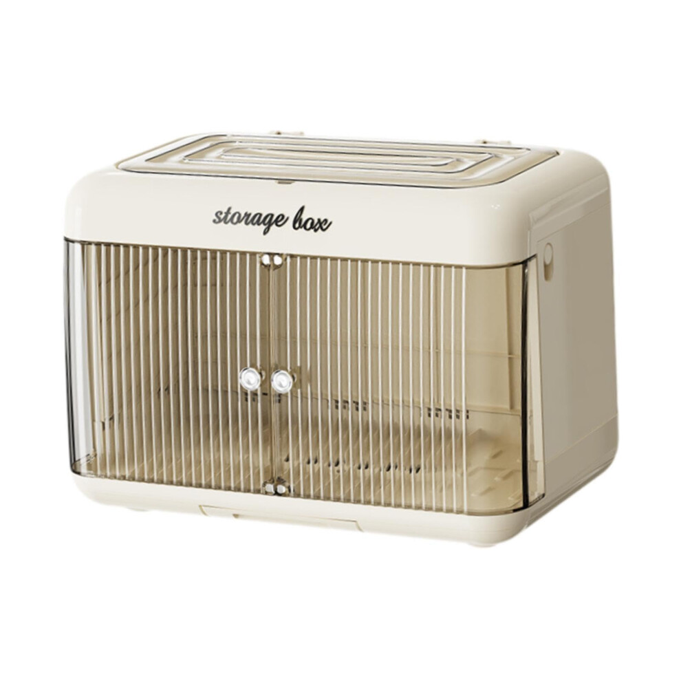 Baby Bottles Storage Organizer Beige, Multifunctional Dustproof Small Cabinet with Drying Rack for Kitchen Use