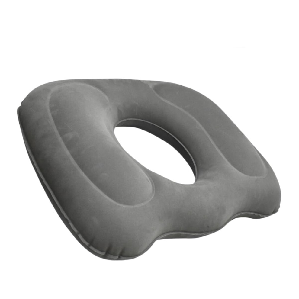Grey Inflatable Donut Cushion Seat For Hemorrhoid Relief, Sciatica Support, Tailbone Pain, Wheelchair Compatible,