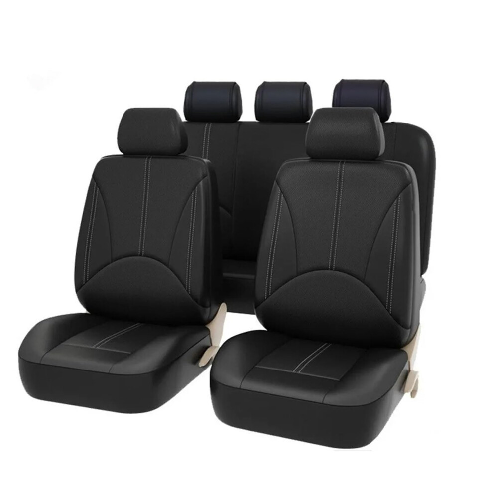 Car Seat Covers Protector Universal Pu Leather Front Rear Seat Back Cushion Mat For Suv Truck Sedan 5 Seats Black 6447073604874