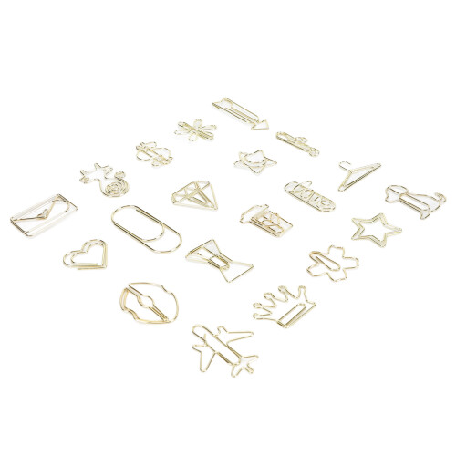 Clip per carta dorate, 100 pezzi, 20 stili