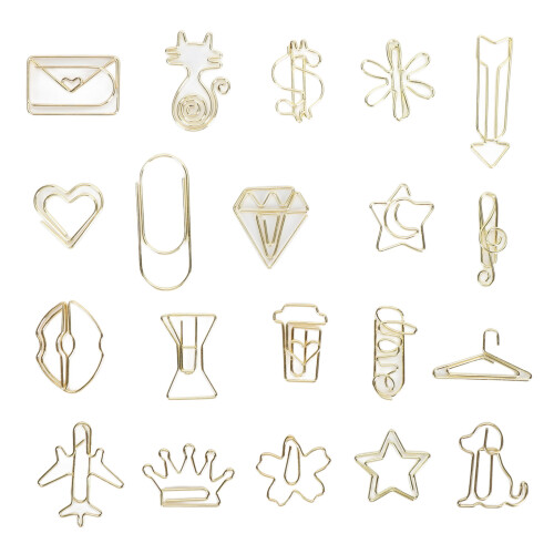 Clip per carta dorate, 100 pezzi, 20 stili 1