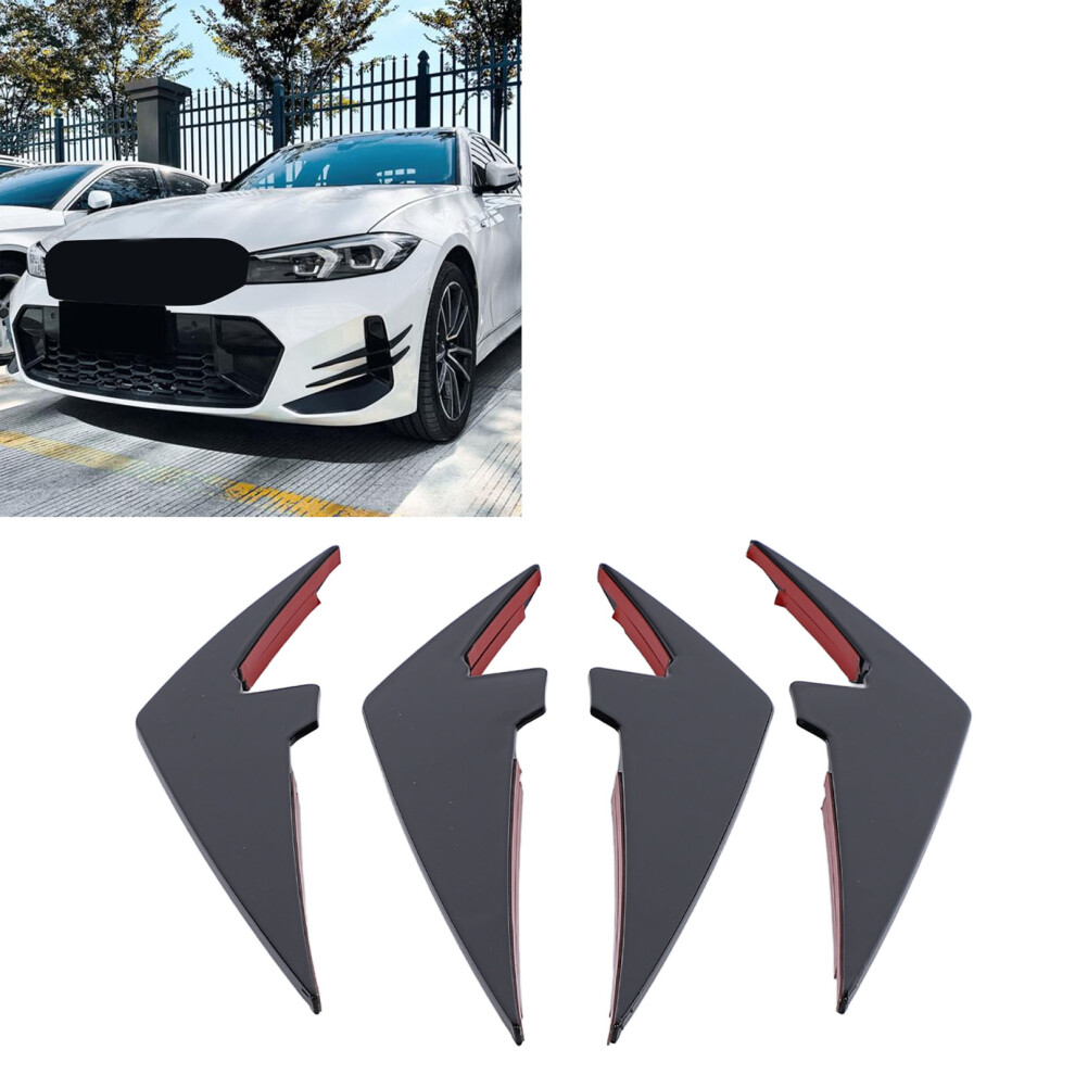 4Pcs Glossy Front Bumper Canards For 3 Series G20 G21 Lci M Sport 2023+ Black 7891348945008
