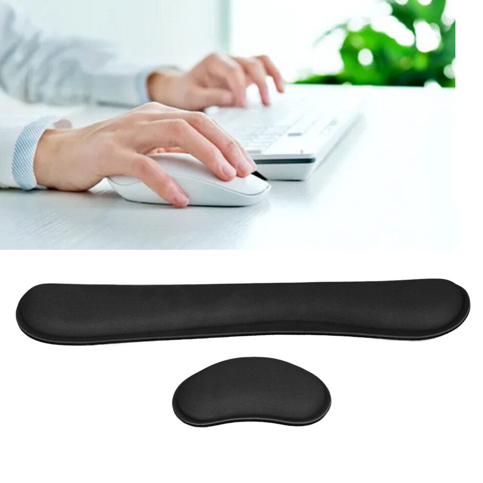 Waterproof Memory Foam Keyboard & Mouse Wrist Rests In Black 9361348945127