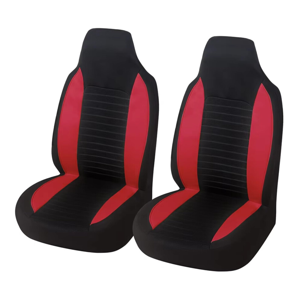 Front High Back Bucket Seat Covers 2-Piece Auto Seat Protector Compatible With Peugeot 107 Car Interior Accessories Red 9084446858273