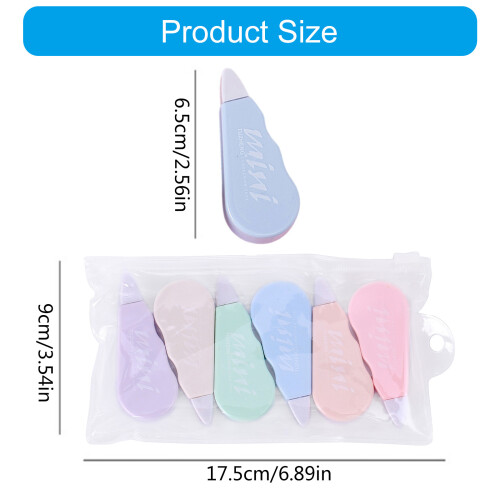 6Pcs Refillable Correction Tape Roller 4mx5mm for Note Taking 2