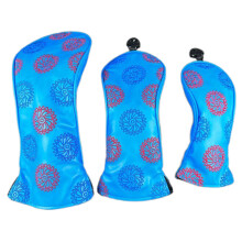 3Pcs Gear Pattern PU Leather Golfs Club Head Cover Fairway Golfs