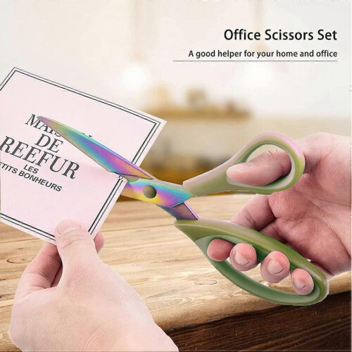 Office Scissors, Sewing Scissors, Left Handed Scissors, Titanium Scissors, Professional Super Sharp, Soft and Comfortable Handle, Multi-Purpose, Green 2