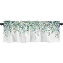 Curtain Valance 18x54 Inch Green Eucalyptus Leaves Rod Pocket Kitchen and Bathroom Window Treatment