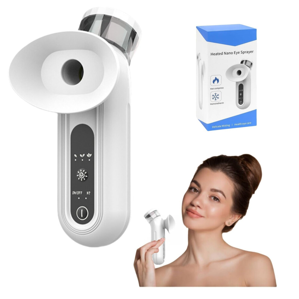 Eye Steamer for Dry Eyes, Heated Nano Eye Mist Sprayer, Rechargeable Handheld Moisturizer with Cold Hot Compress Modes