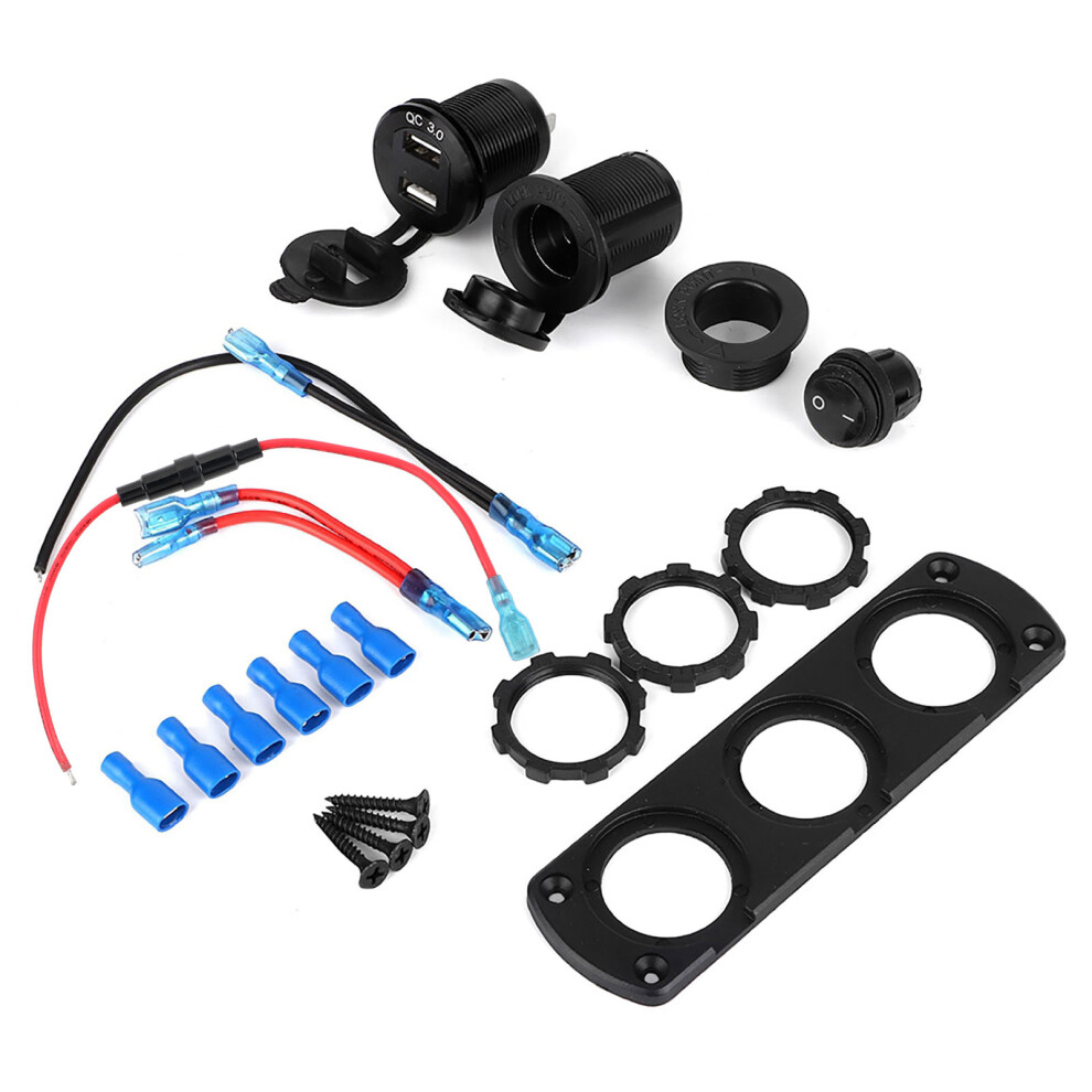 12V Cigarette Lighter Socket Dual Usb Power Blue 8320539104935