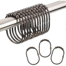 Shower Curtain Hooks Rings, Metal Wide Shower Curtain Rings Hooks for Bathroom Shower Rod, Polished Bronze, Set of 12
