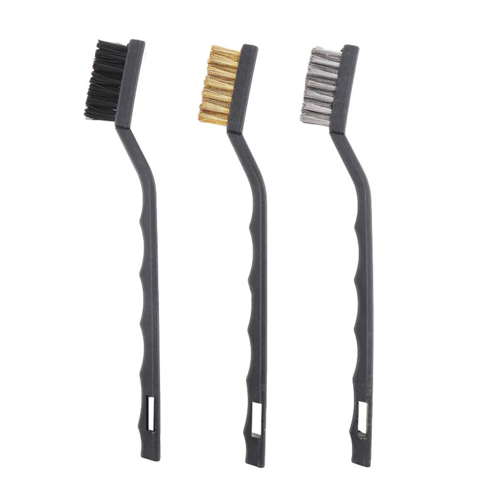 Mini Rust Removal Industrial Brushes Set - 3 Metal Wire Scratch Cleaning Scrubbing Tools For Metal, Wood, And Automotive Use 6038364320605