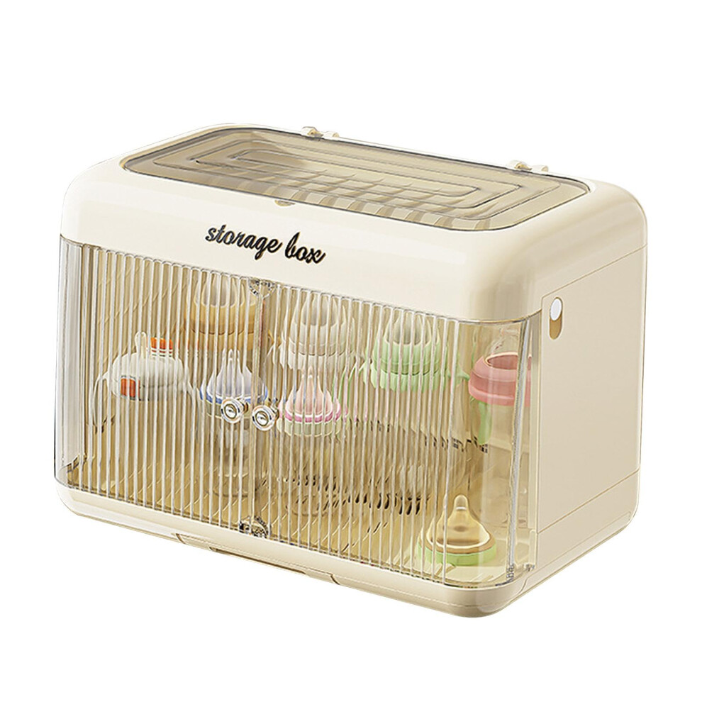 Baby Bottle Storage Container with Drainer, Large Transparent Holder for Nursing Bottles, Drying Rack for Kitchen Countertop