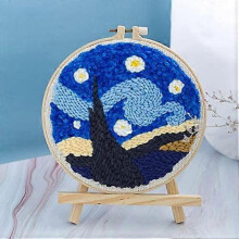 Punch Needle Embroidery Starter Kits Rug Punch Needle Tool Threader Fabric Embroidery Hoop Yarn Rug Punch Needle (New Starry Sky)