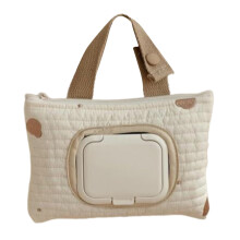 Stylish Bear Embroidery Baby Wipe Pouches for Strollers, Khaki Hanging Wet Wipe Bags for Travel and Daily Use