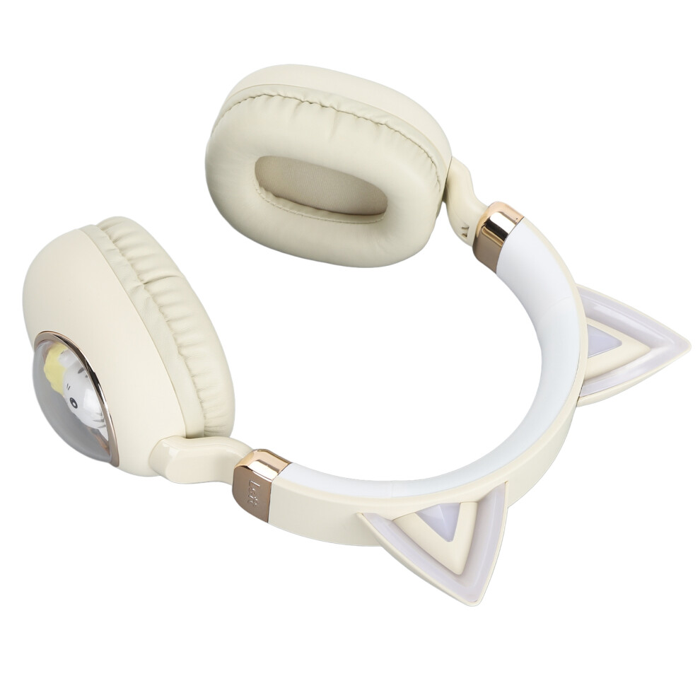 Kids Bluetooth Headphones Rgb Lights Cat Ear, 20H Playtime, Hifi Stereo, Microphone, Khaki 4991348950248