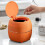 Mini Round Desktop Bin with Lid, Plastic, for Home, Kitchen, Bathroom, Office (Orange) 12