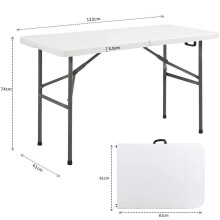 (Default) Crystals Folding Table - Strong Steel Frame, 4FT Heavy-Duty, Portable Plastic, Ideal for Outdoor Use