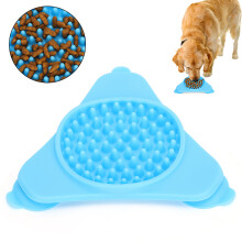 Silikon Hundeslow-Feeder-Schüssel Wandmontage Saugnapf Ablenkungs-Scheibe Blau 15x15cm