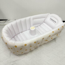 (Cloud White, Olive) Newborn Baby Inflatable Swimming Pool, Cartoon Print Portable Baby Bath Tub, Cute Foldable Baby Bathtub for Infant Toddler Kids