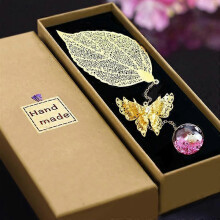 Metal Leaf Bookmark,with 6D Butterfly Pendant,A Pretty Gift for Reader Women Girl and Teacher.Birthdays Christmas Thanksgiving Surprise.