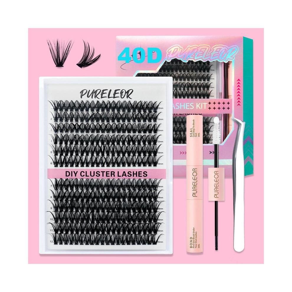 (40D Lashes) PURELEOR 30D 40D Cluster Lashes Kit DIY Eyelashes Extensions