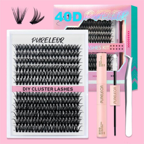 (40D Lashes) PURELEOR 30D 40D Cluster Lashes Kit DIY Eyelashes Extensions 2