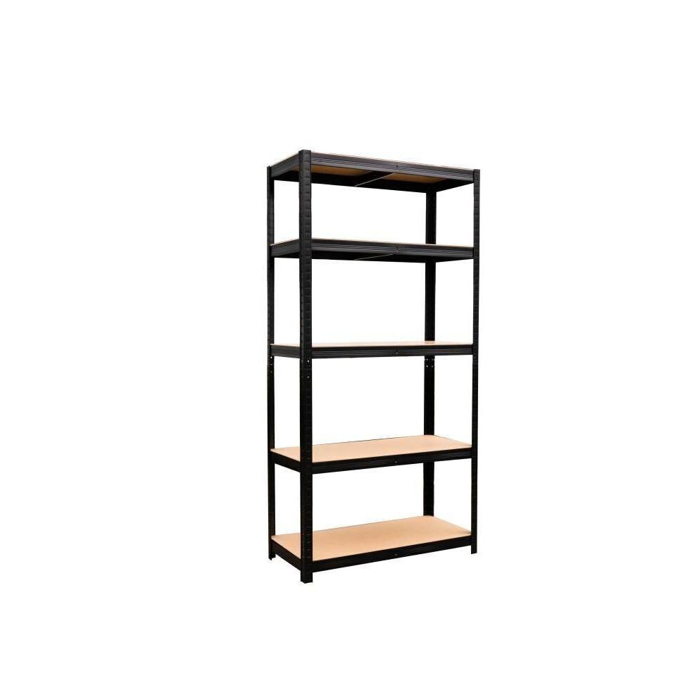 (Black, 180X90x40cm) Jupiterjx Heavy Duty Boltless 5 Tier Racking Shed Garage Shelving Storage Shelves Steel Unit Metal Organiser 8011452224458