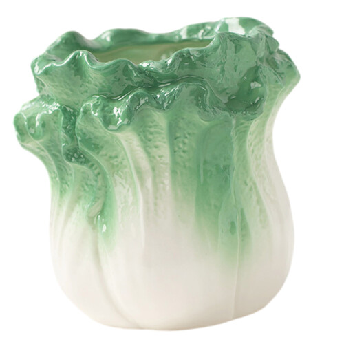 Elegant Ceramic Cabbage Shaped Pen Holder Desk Organizer for