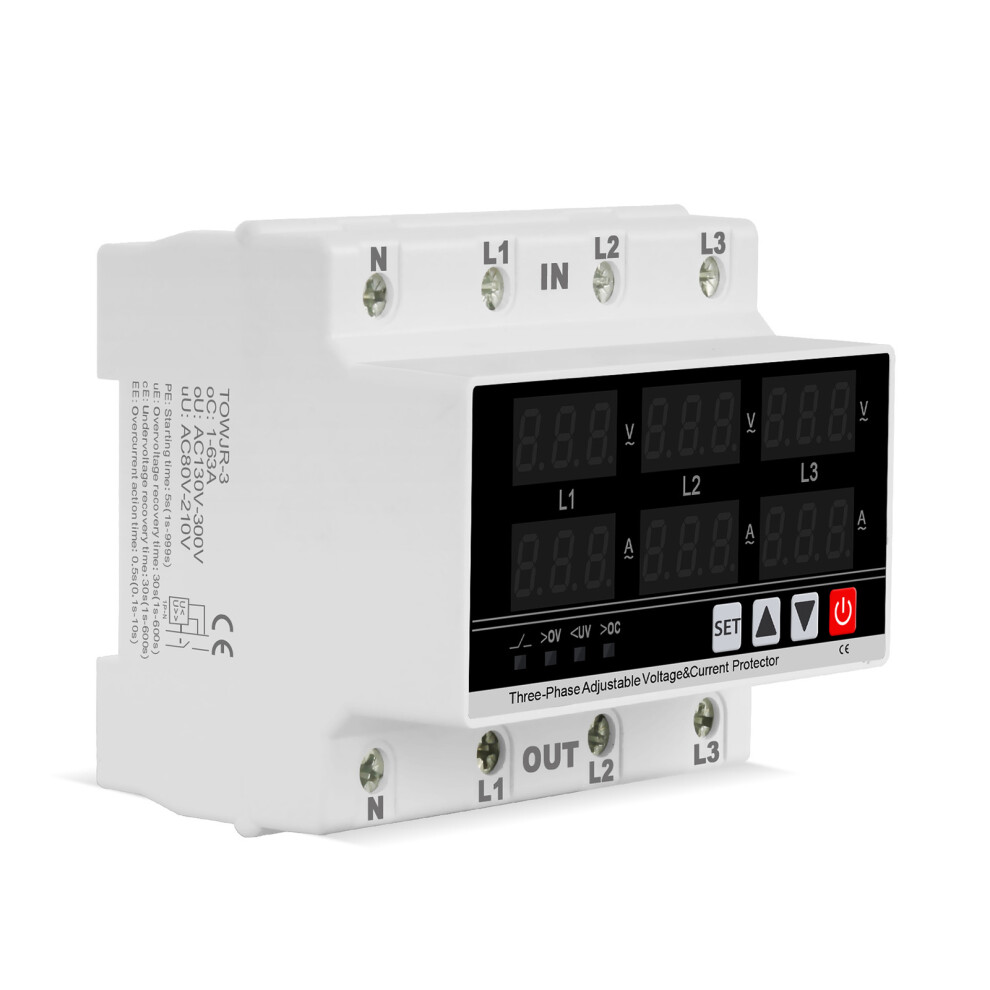 3 Phase Din Rail Voltmeter Ammeter Automatic Overvoltage 7627000076922