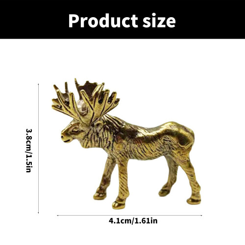Solid Brass Elk Figurine Vintage Animal Moose Small Statue Desk 2