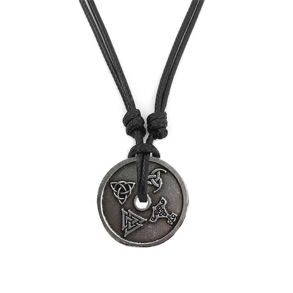 Nordic Style Hollow Runes Pendant Necklace Adjustable Ethnic