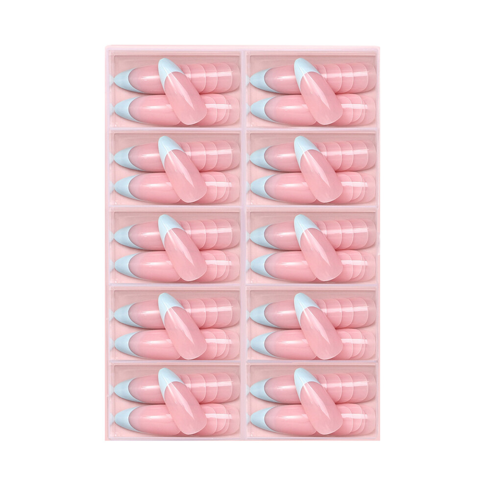 120 Pcs Press On Nails French Tip False Nails Almond Full Cover