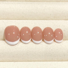 (Extra-short Oval, Small) Classic French Tip, Handmade Press On Nails, Salon Acrylic Gel quality, 10pcs, False Nails - FAIRY