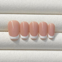 (Mid Coffin, Medium) Classic French Tip, Handmade Press On Nails, Salon Acrylic Gel quality, 10pcs, False Nails - FAIRY