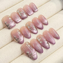 (Mid Almond, Large) Royal Lavender, Handmade Press On Nails, Salon Acrylic Gel quality, 10pcs, False Nails - FAIRY
