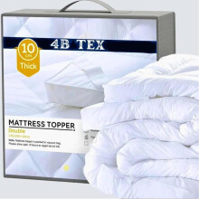 (10CM Thick Microfibre Mattress Topper, Single) Extra Thick Mattress Topper 10cm Thickness Heavy Fill Super Soft Fluffy With Elasticized Corners | Hotel Quality Noiseless Washable Hotel Be