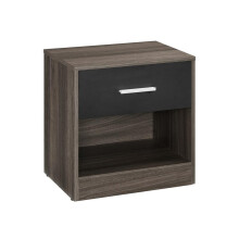 (Chestnut Brown + Ink Black) VASAGLE Bedside Table, Side Table with Drawer, Handle, Open Compartment, End Table, for Bedroom, Living Room