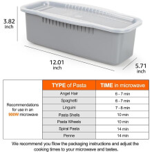 (Default) Microwave Pasta Cooker with Strainer Lid- Quick and Easy Cooks 4 Servings Spaghetti Cooker- No Sticking or Waiting For Boil- Perfect Make Pa