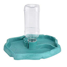 Reptile Water Dispenser, 2 in 1 Spill Resistant Bowl Food Dispenser, Tortoise Gecko Plastic Bowl (1 Piece, Lake Blue)