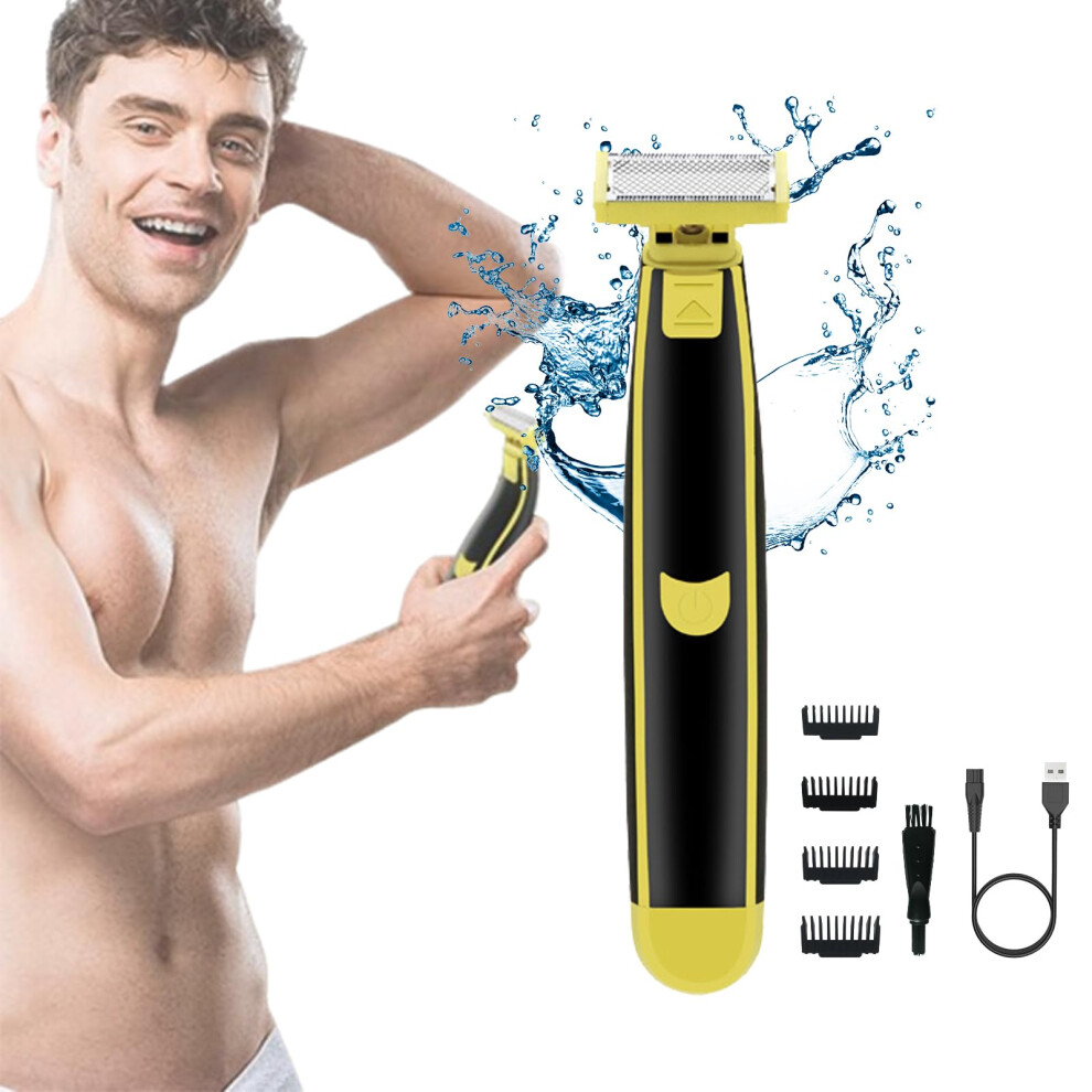 Full Body Washed Wet and Dry Shaver for Men, Waterproof Rotary Electric Shaver, Ergonomic USB Rechargeable Body Groomer