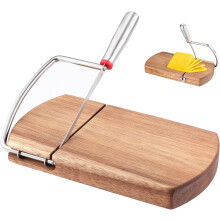 Wooden Cheese Slicer Cutter, Heavy Duty Cheese Cutter Board with Stainless Steel Blade for Block Cheese, Server for Cheeses Kitchen Cooking Tool